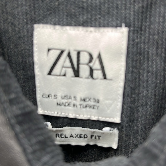 Zara cordoroy shirt with faux leather collar - Picture 2 of 2